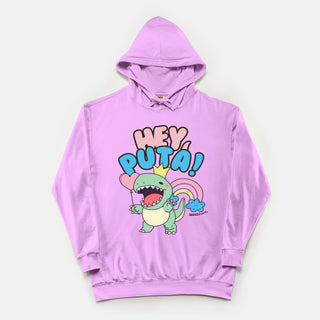 Hi Puta! Funny Dino Princess Hey Puta Graphic Hoodie Sweatshirt