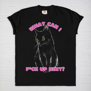 What Can I F*ck Up Next? Naughty Black Cat tshirt, Evil Cats, Witchy Black Cat Lovers Shirt