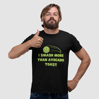 Mens funny smash pickleball t-shirt, avocado toast