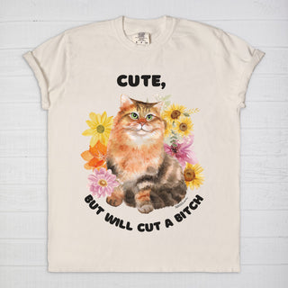 Cute, but Will Cut a B*tch - Funny Cat T-Shirt