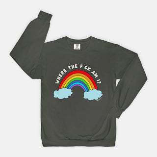 Where the F*ck Am I? Rainbow Sweatshirt, Pepper Grey