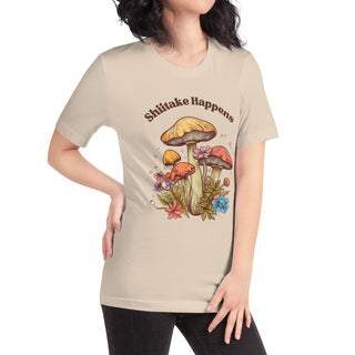 Shiitake Happens, funny mushroom, 70s vintage style t-shirt