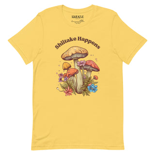 Shiitake Happens, funny mushroom, 70s vintage style t-shirt